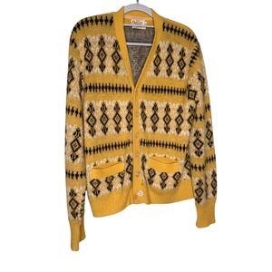 Vtg Mens Campus Sweater Orlon V Neck button up Grunge Kurt Cobain